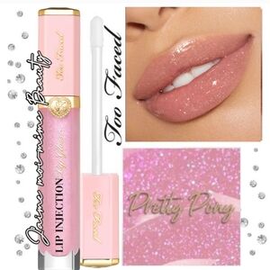 Too Faced Lip Injection Plumping Lip Gloss in Pretty Pony (Pink Glitter)